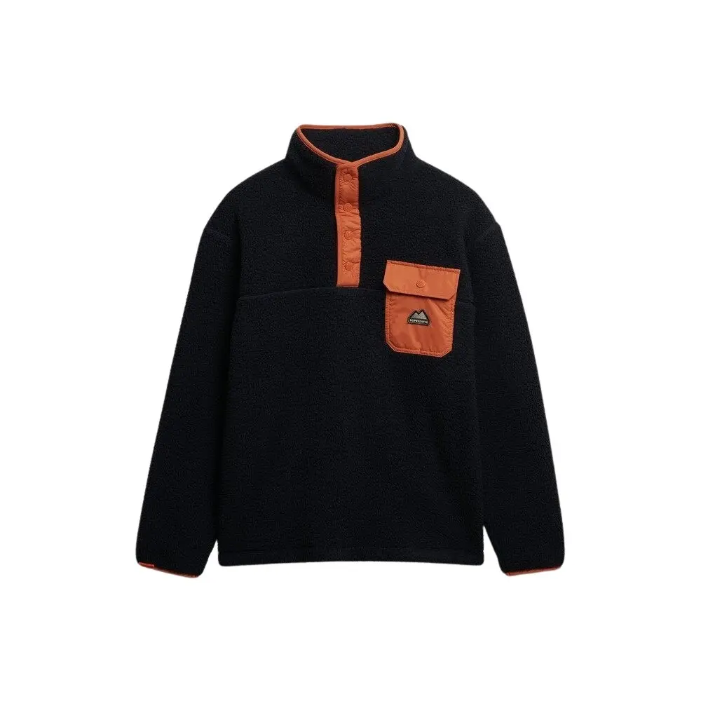 Pullover in pile con colletto a bottoni a pressione Superdry Fuji
