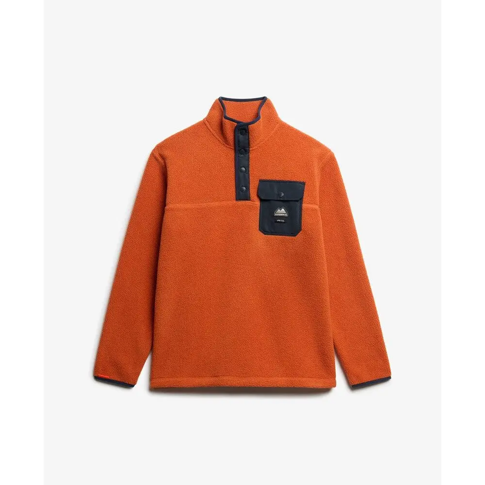 Pullover in pile con colletto a bottoni a pressione Superdry Fuji