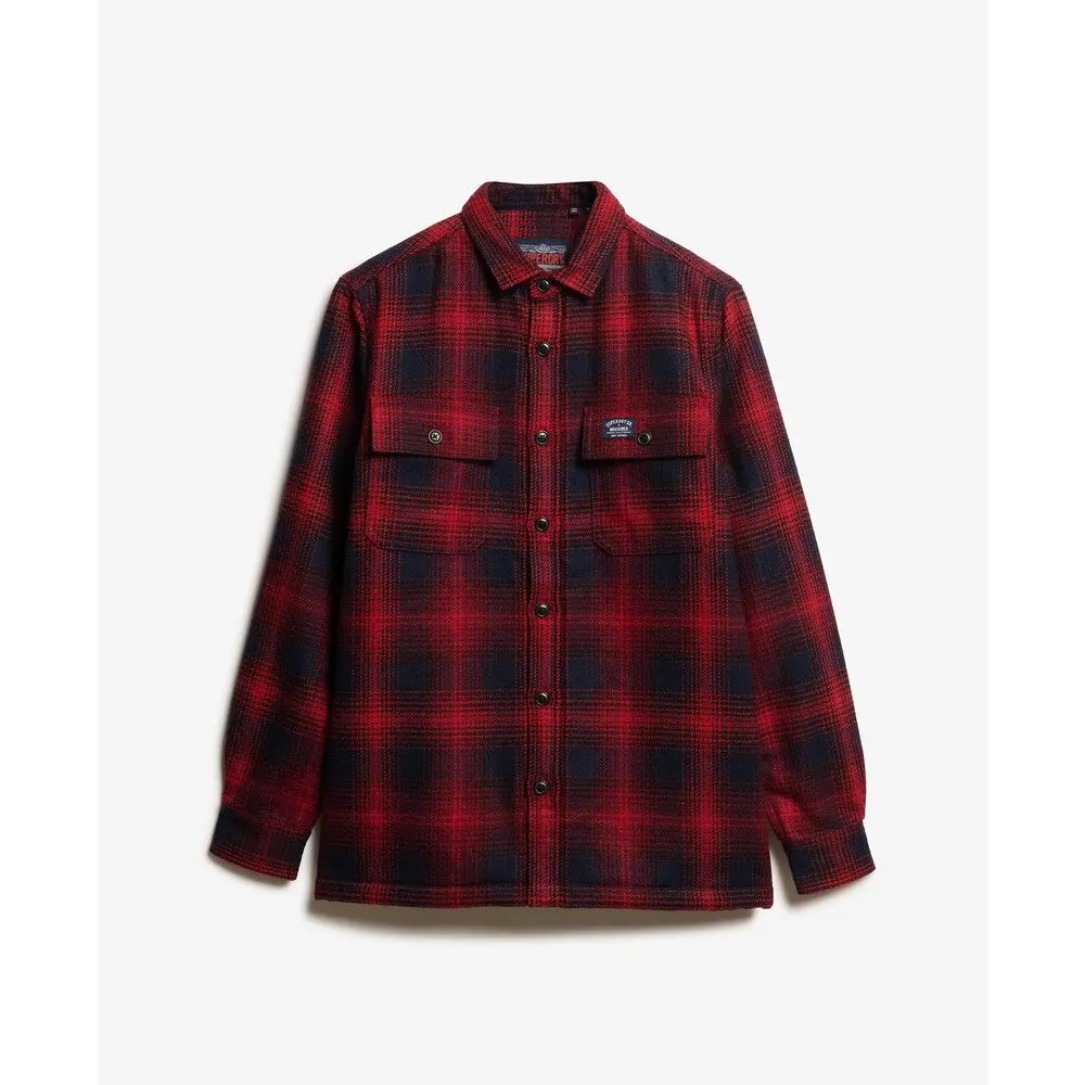Camicia a quadri con zip in lana con fodera in pile Superdry