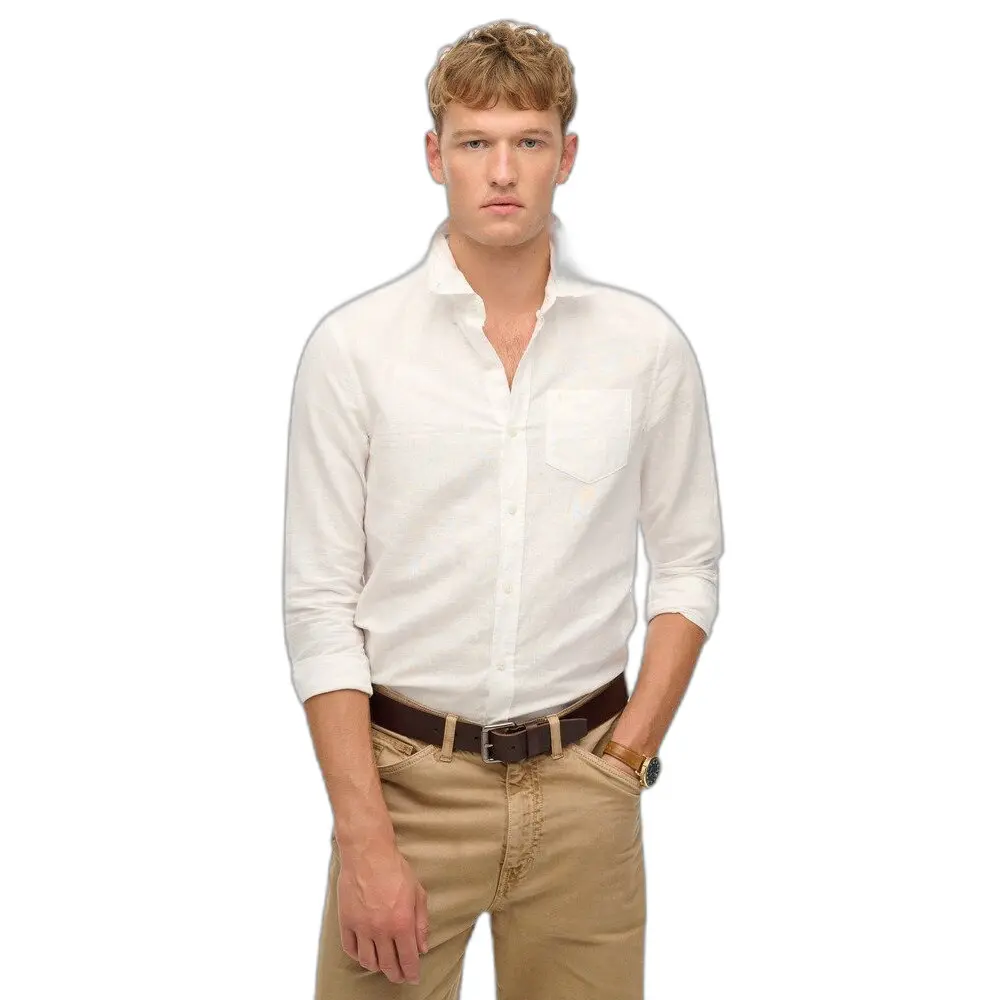 Chemise manches longues en lin de coton Superdry