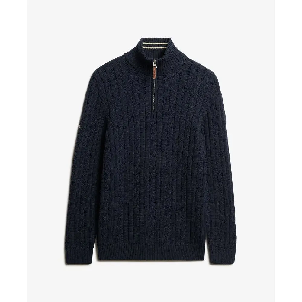 Pull col zippé en coton torsadé Superdry Classic