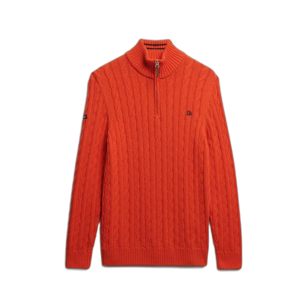 Maglione con mez zip in maglia lavorata a trecce Superdry Organic