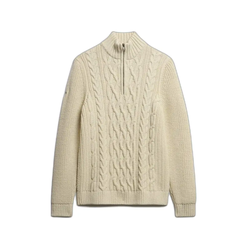 Sweat shirt Superdry Half Zip Pullover Jacob Cable Ecru EU - vue 9