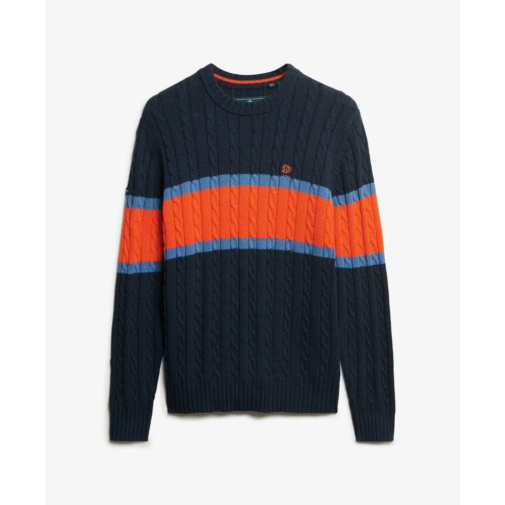 Pull rayé en maille de coton torsadée Superdry