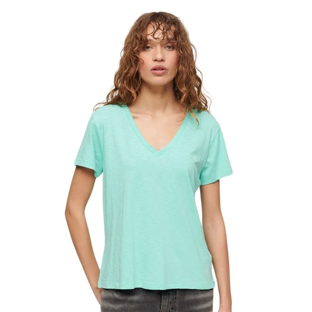 T shirt col V brodé et flammé femme Superdry