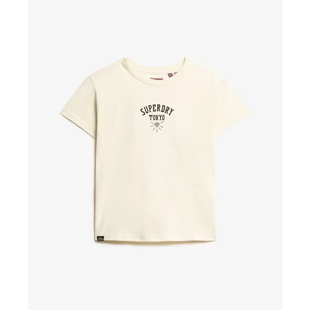 T-shirt aderente con strass effetto tatuaggio donna Superdry