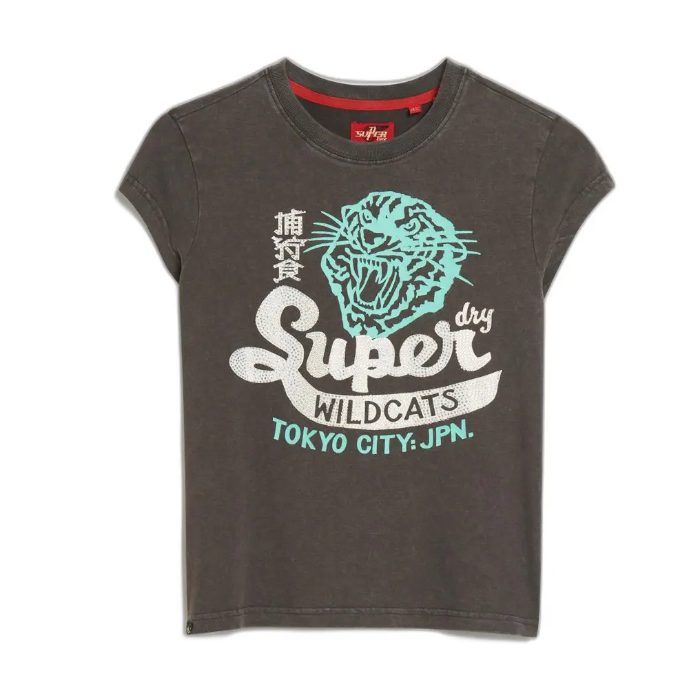 T shirt fantaisie à mancherons et motif affiches femme Superdry