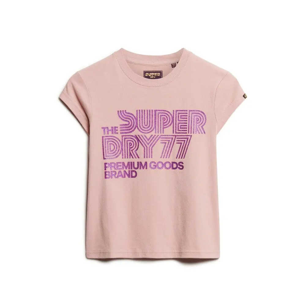 T shirt à logo scintillant femme Superdry Retro