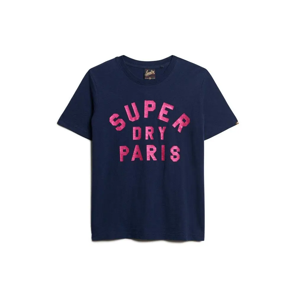 T shirt Superdry T shirt décontracté avec logo pailleté femme EU