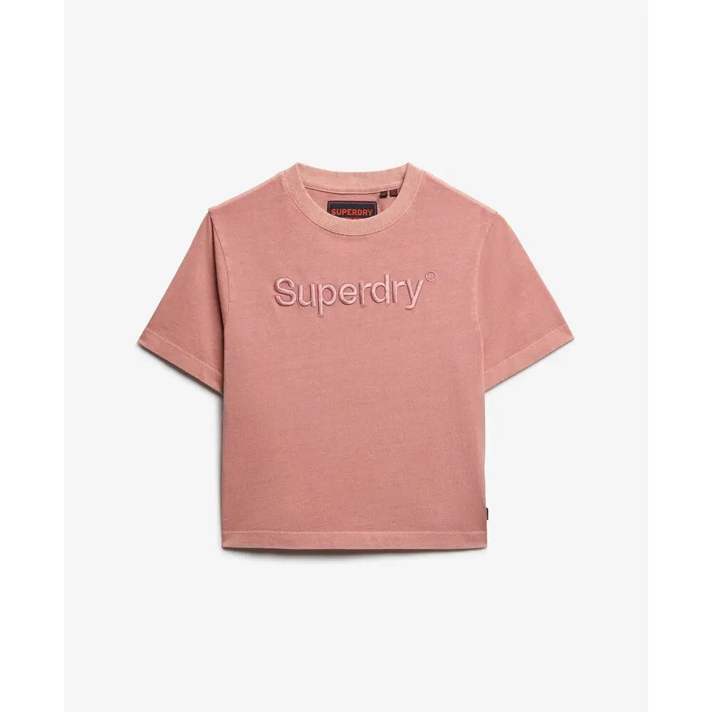 T shirt droit ample brodé femme Superdry Core Logo