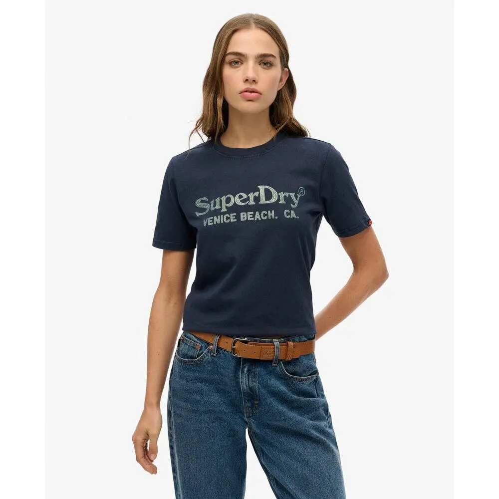 T shirt décontracté métallisé femme Superdry Venue