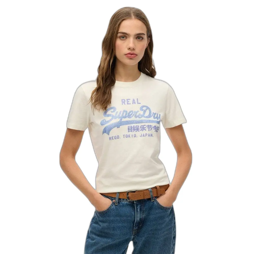T shirt slim à strass femme Superdry Vl