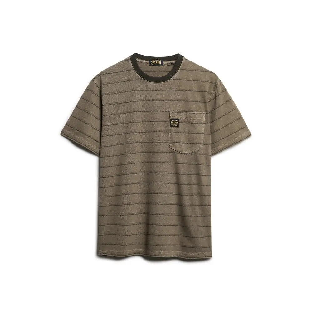 T-shirt a righe con taschino e texture Superdry