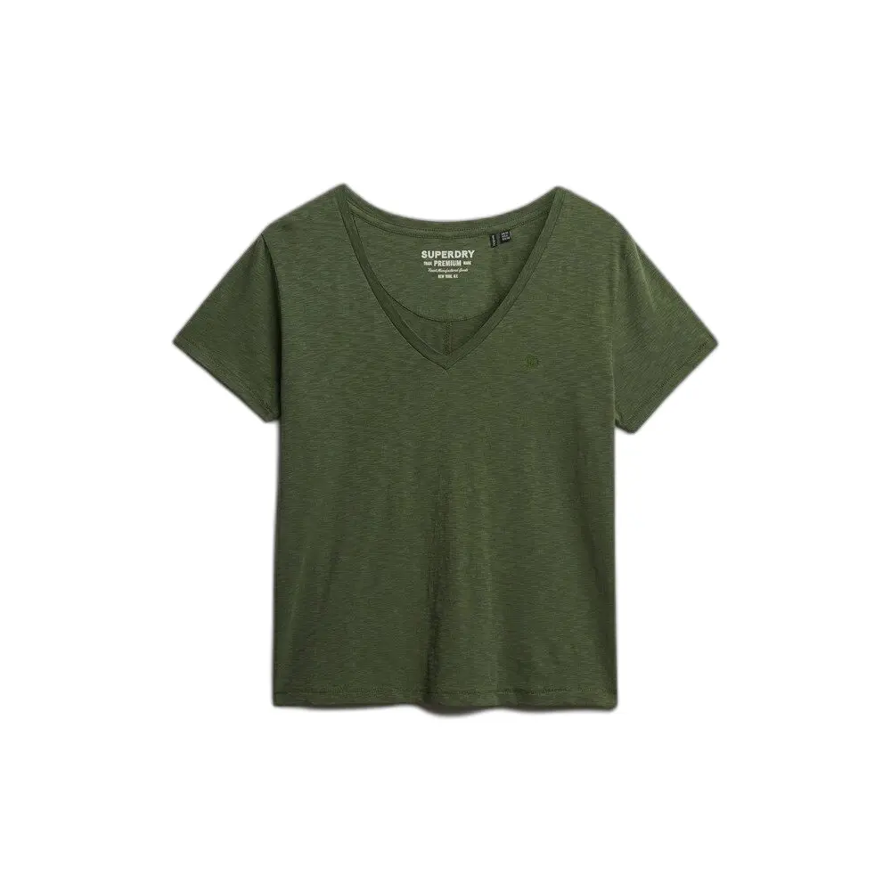T-shirt da donna con scollo a V Superdry Slub Emb de Studios