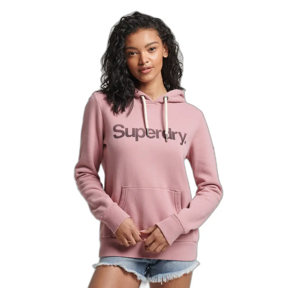 Sweatshirt à capuche coton biologique logique femme Superdry Core Logo