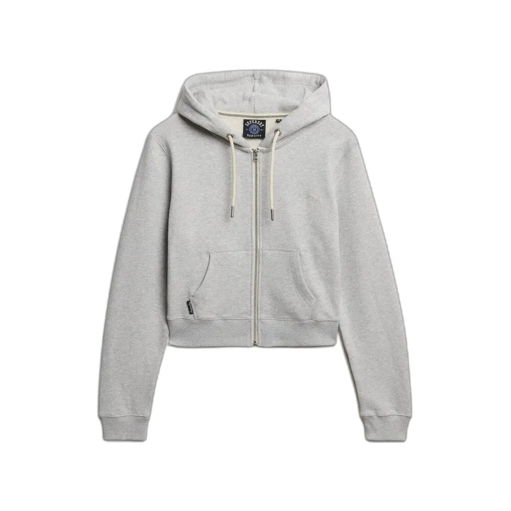 Sweatshirt à capuche court zippé à logo femme Superdry Essential
