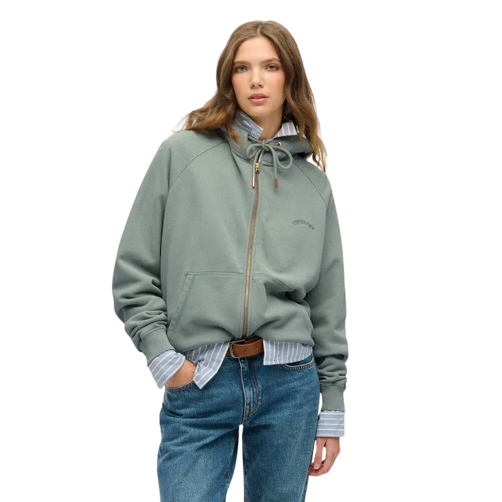 Felpa con cappuccio zip alle maniche raglan donna Superdry Logo Essential