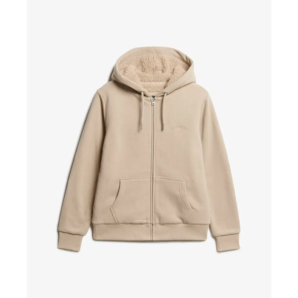 Sweatshirt à capuche zippé et doublé en peau lainée femme Superdry