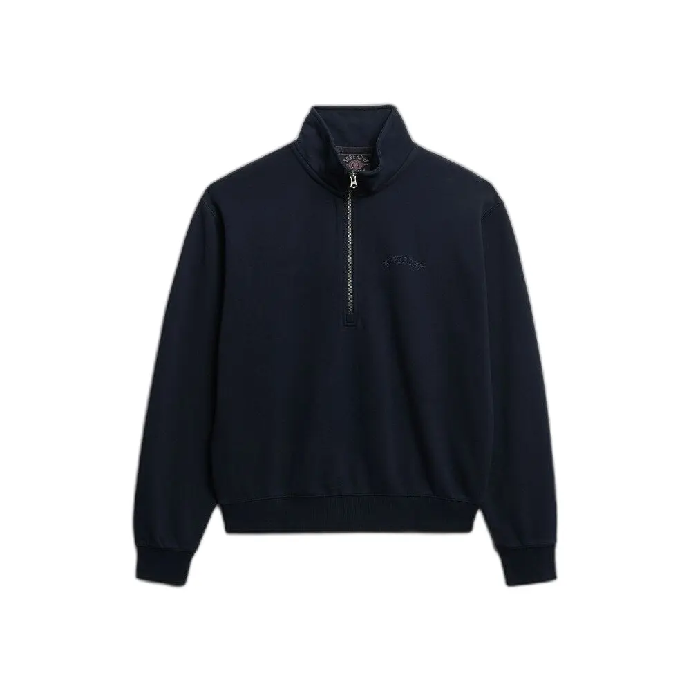 Pull teint en pièce à logo et col tunisien femme Superdry Essential