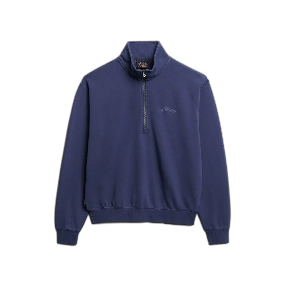 Pull teint en pièce à logo et col tunisien femme Superdry Essential