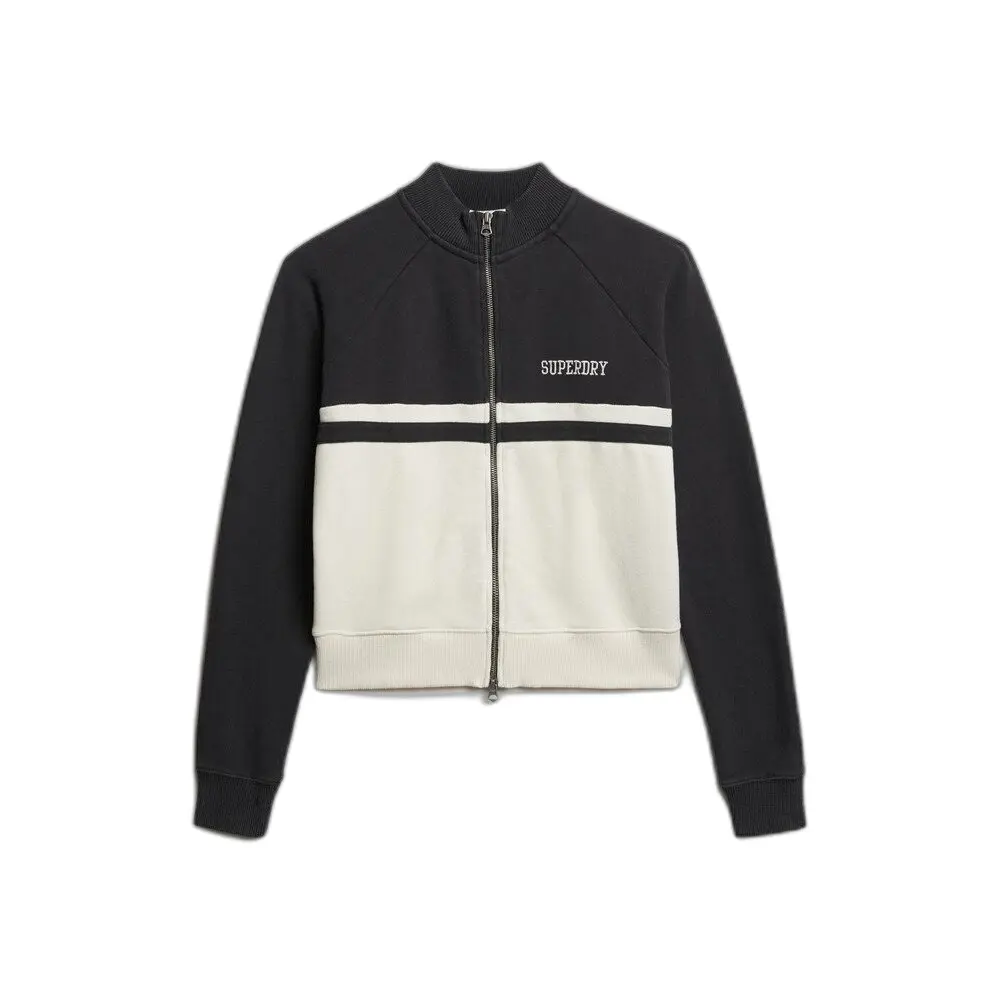 Superdry Femme Noir Veste De Survêtement Zippé Athletic Essentials