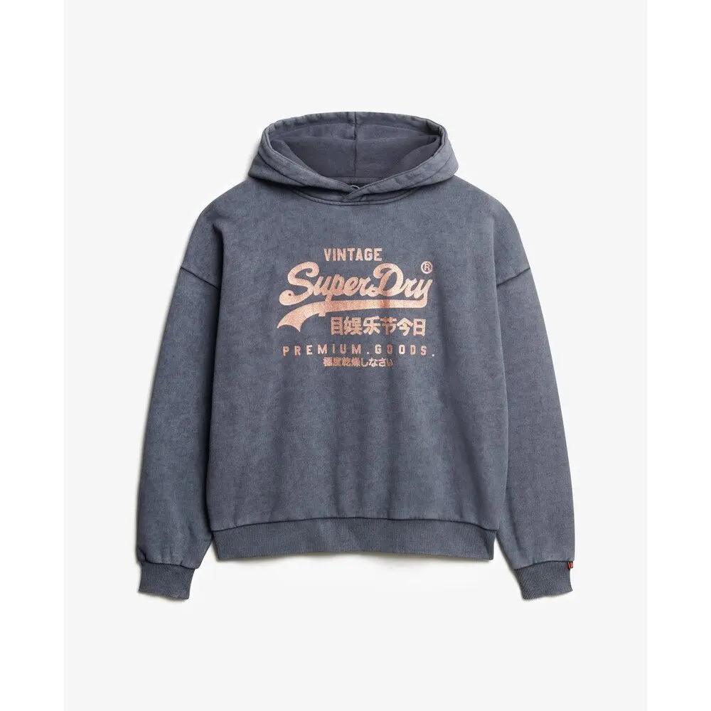 Sweat shirt Superdry Sweatshirt à capuche métallisé femme Vintage Logo EU - vue 3
