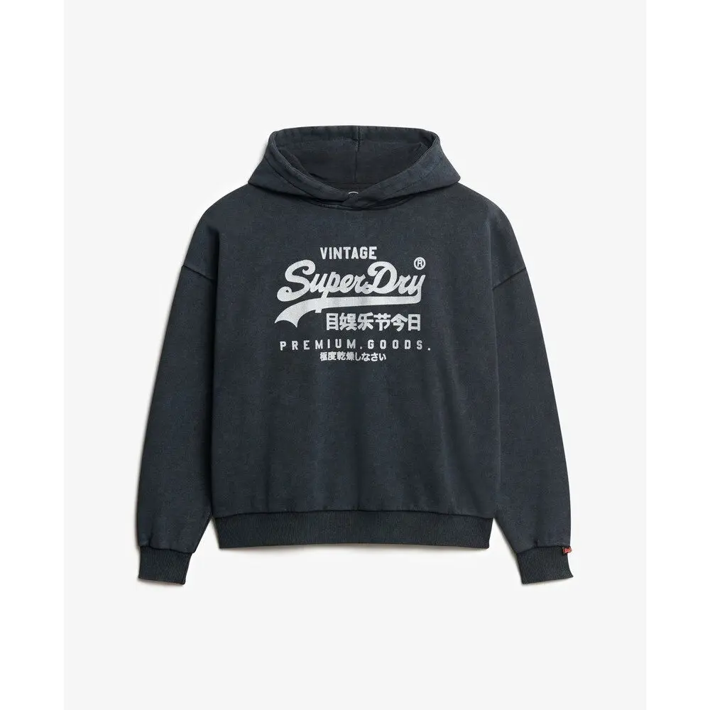 Sweat shirt Superdry Sweatshirt à capuche métallisé femme Vintage Logo EU - vue 2