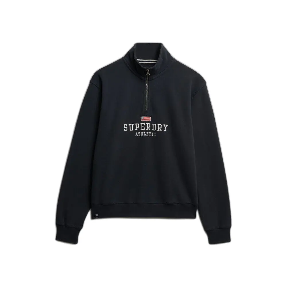 Superdry Women's Blue Zip-Up Crew Neck Sweatshirt Athletic Essentials Graphic