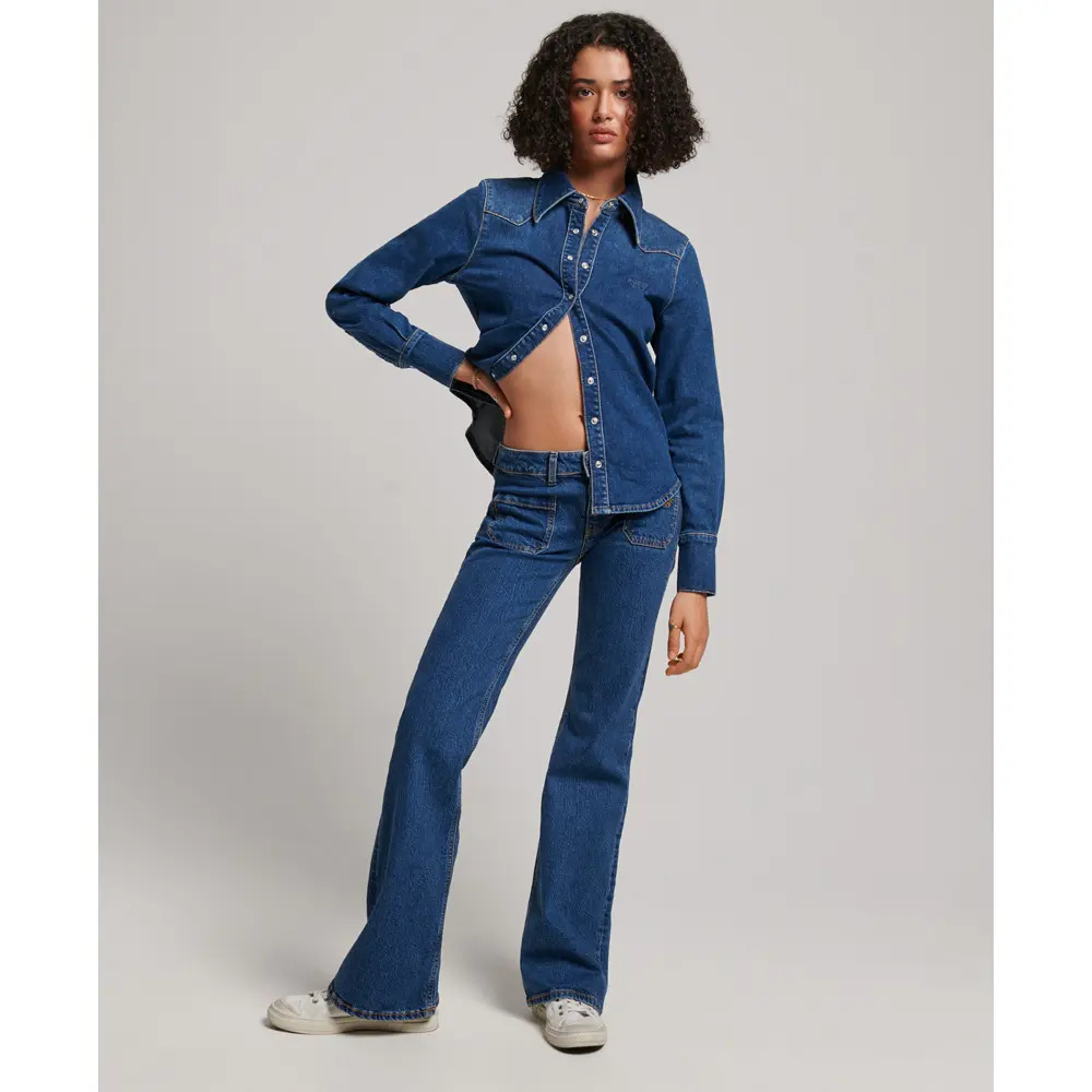 Camicia da donna in denim di cotone biologico Superdry Western