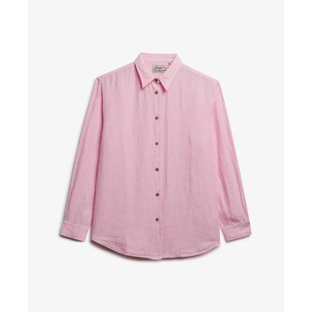 Chemise manches longues en lin femme Superdry Boyfriend