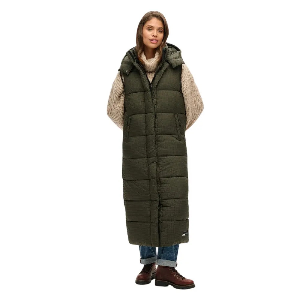 Doudoune longue à capuche sans manches femme Superdry Ripstop