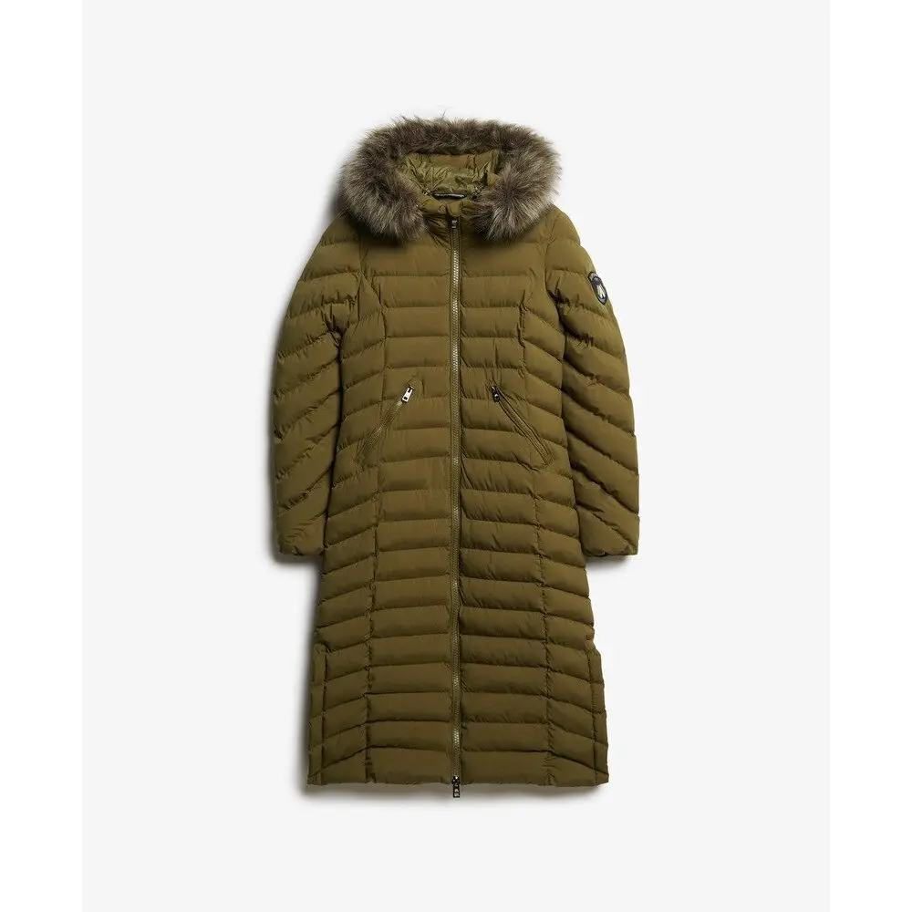 Doudoune longue à capuche en fausse fourrure femme Superdry Fuji