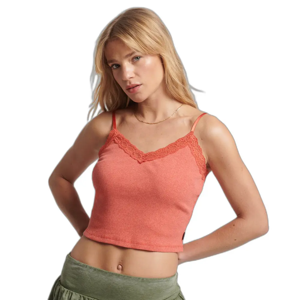 Camisole-Top, gerippt, mit Spitzenbesatz, Damen Superdry
