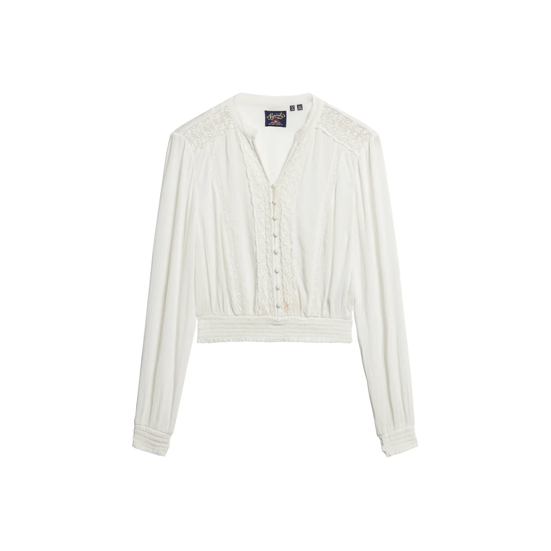 Bluse, langarm, gesmokt, Damen Superdry