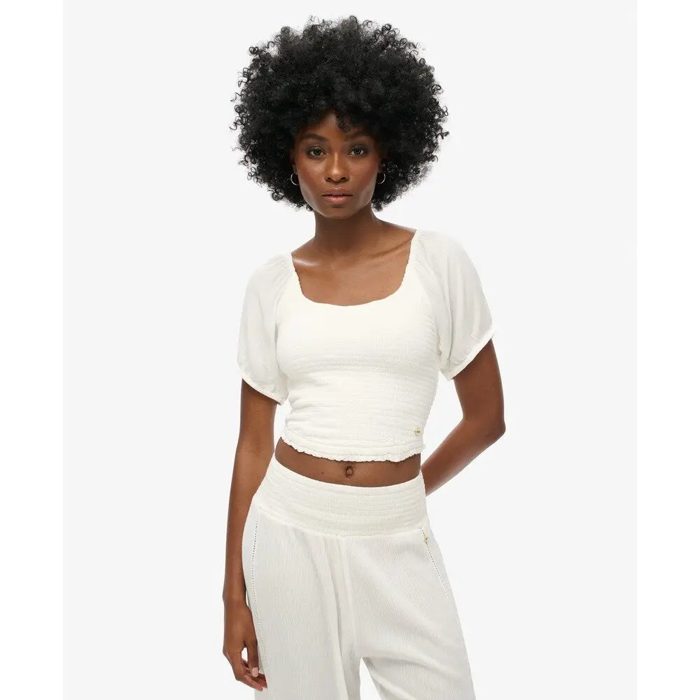 T shirt tissé smocké femme Superdry