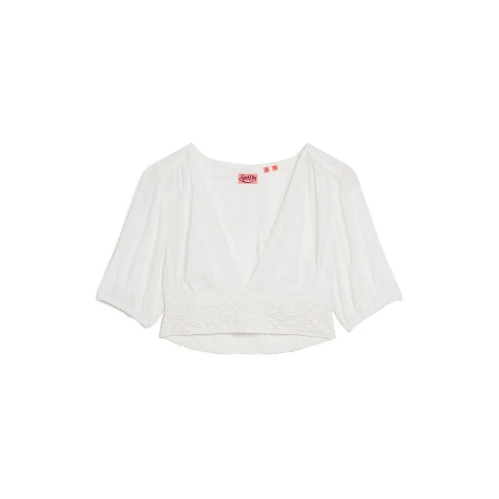 T shirt à liseré en dentelle femme Superdry Ibiza