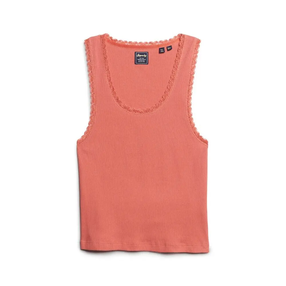 Tanktop aus Bio-Baumwolle mit Spitzenbordüre Frau Superdry Vintage