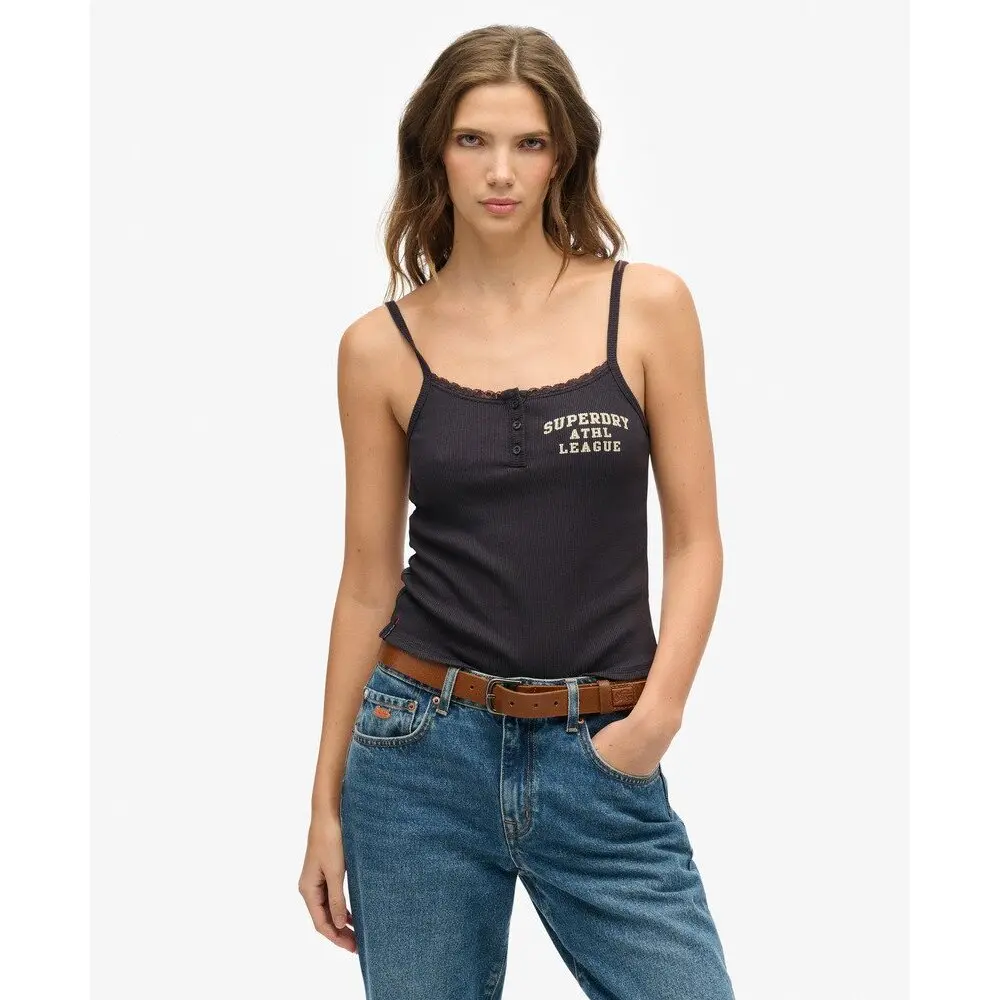 Buttoned tank top with print for women Superdry Athletic Essentials