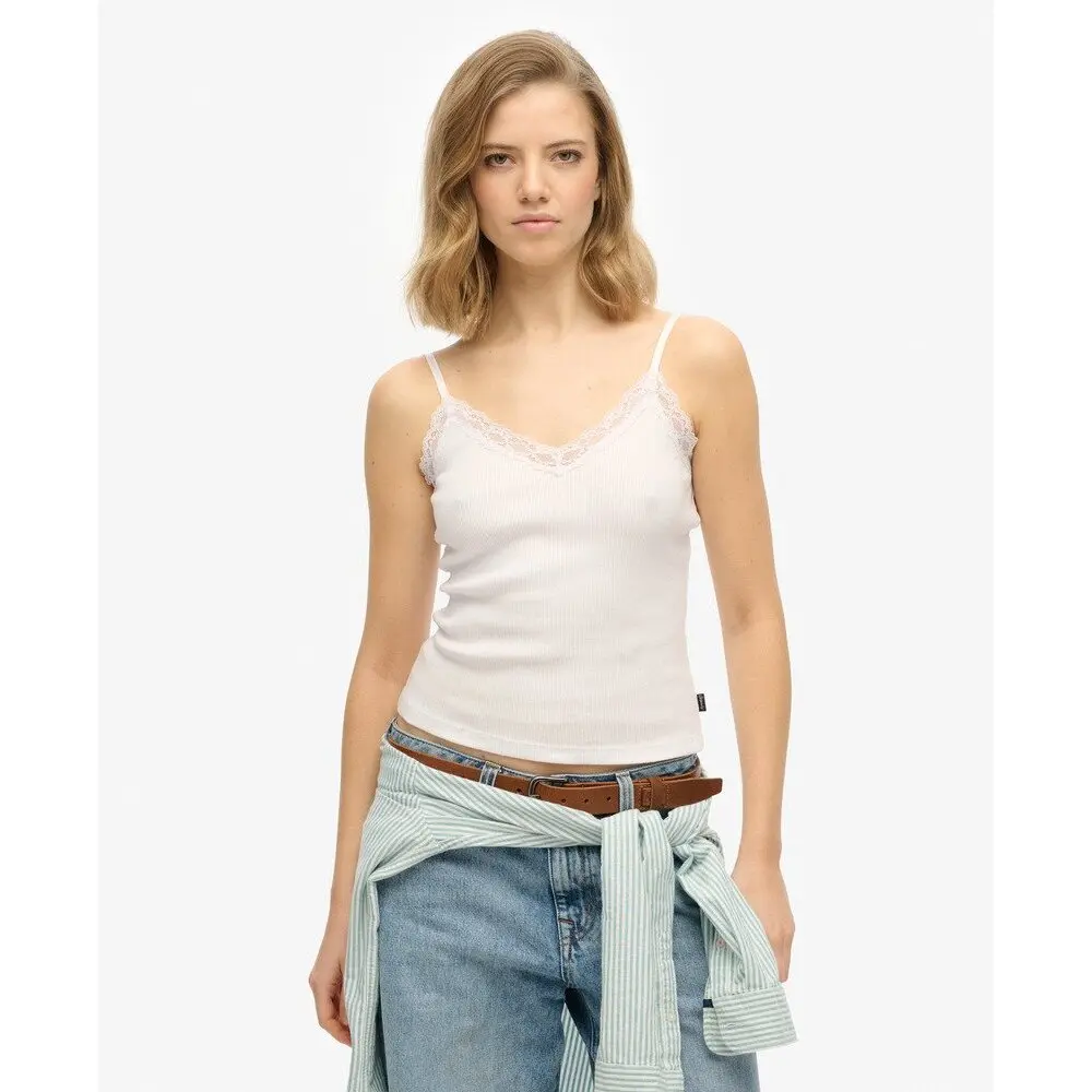 Debardeur Superdry Débardeur court à liseré dentelle femme Essential EU