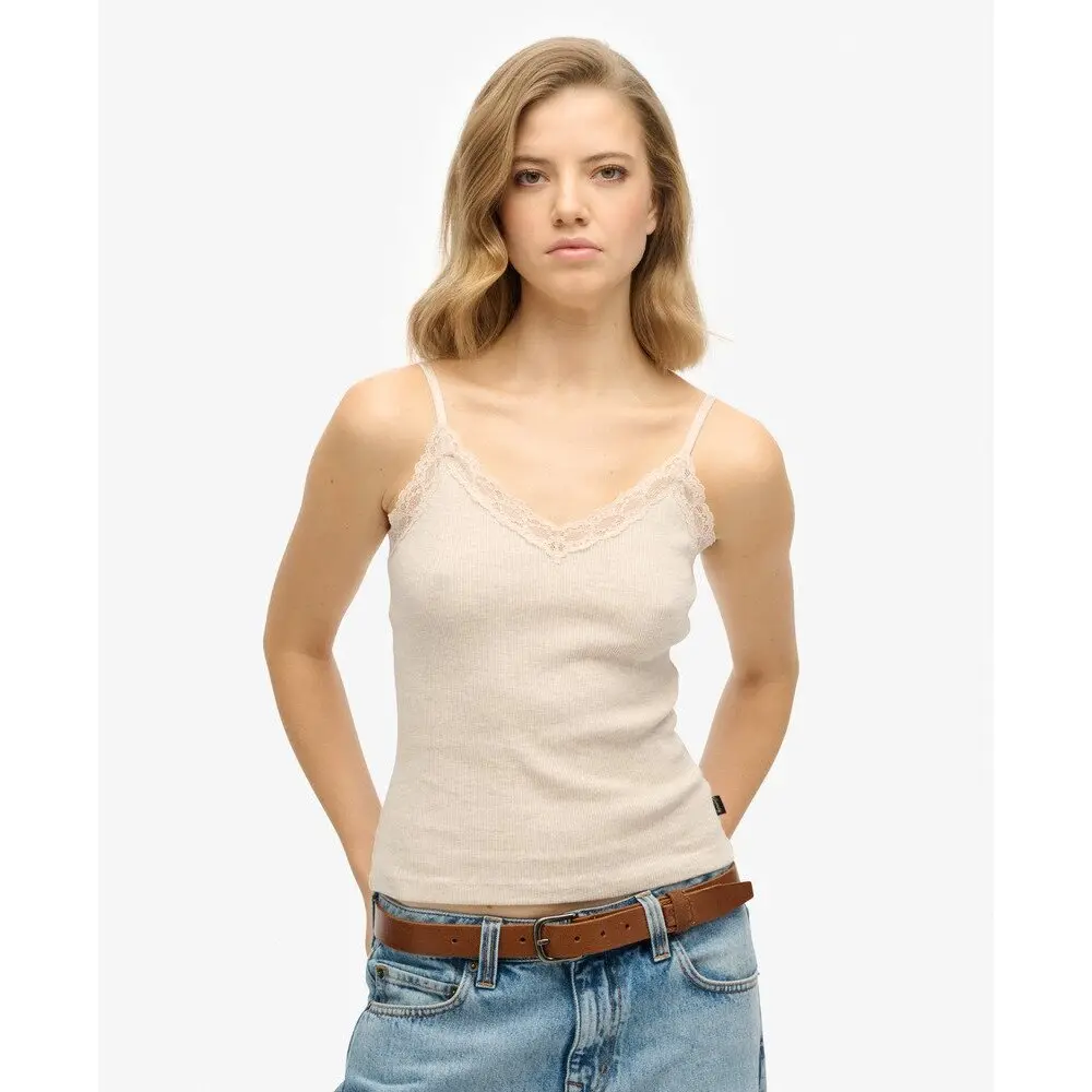 Débardeur court à liseré dentelle femme Superdry Essential