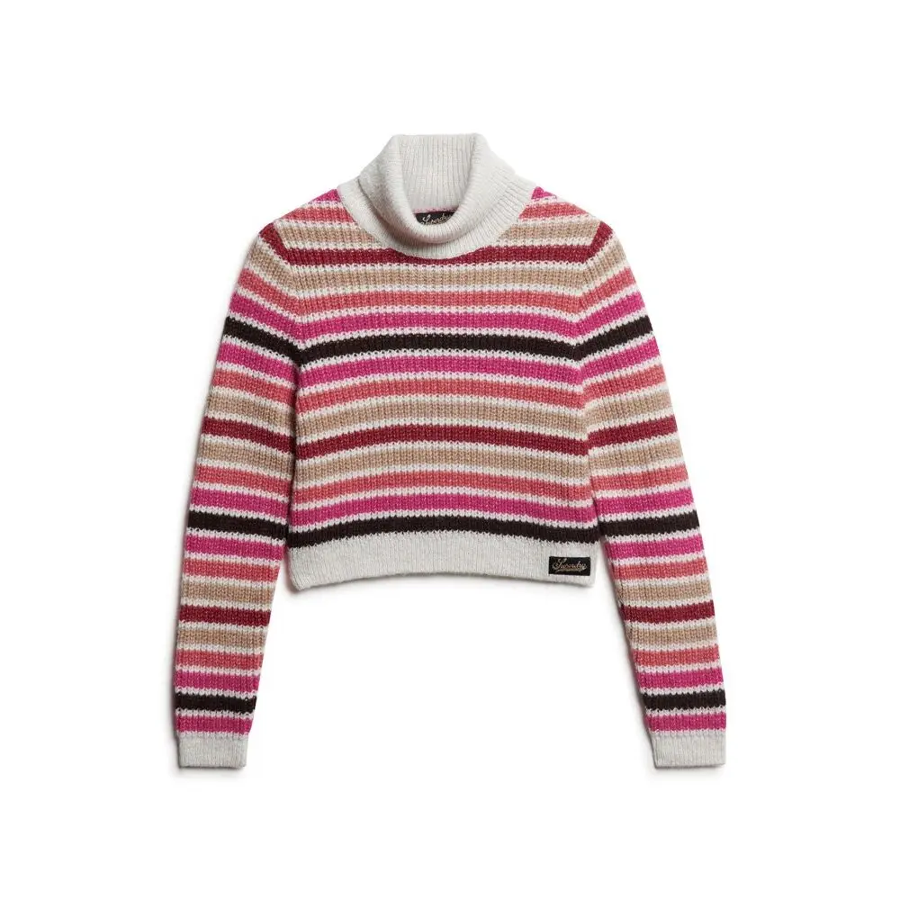 Pull court rayé à Col roulé femme Superdry