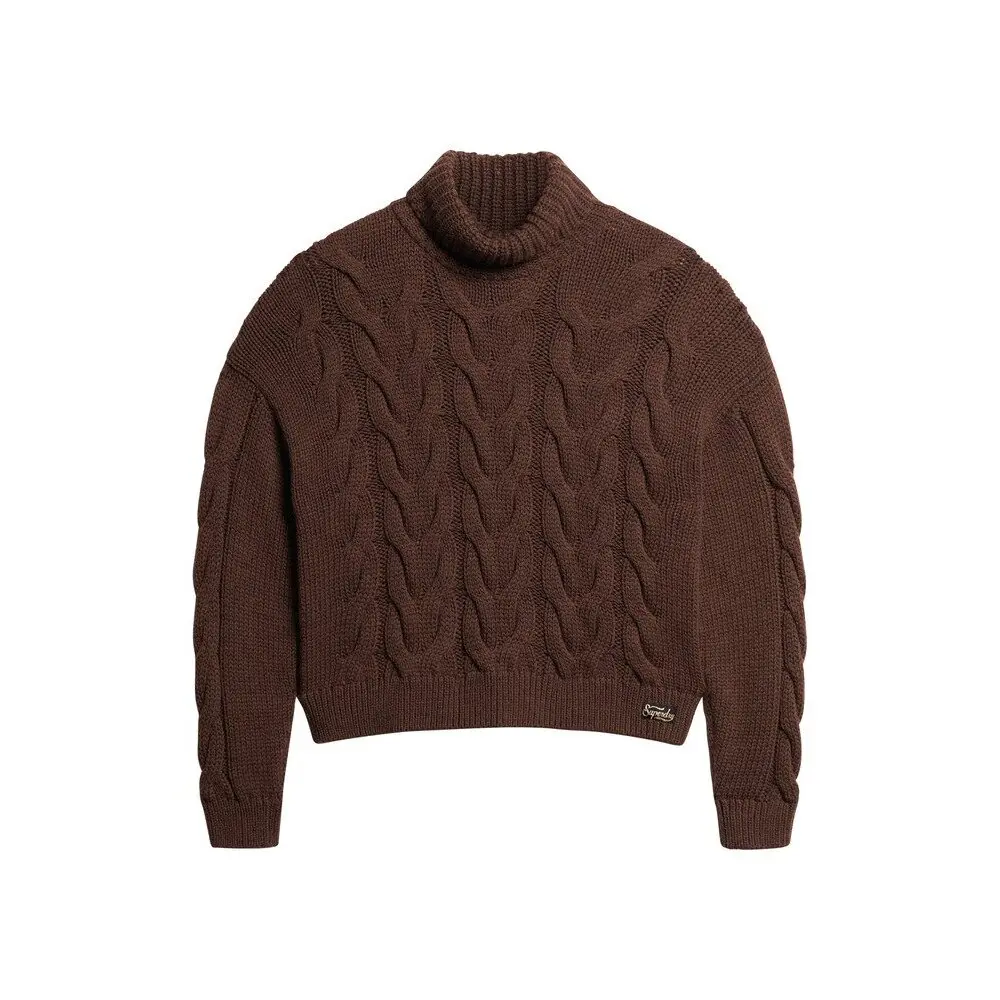 Pull polo in maglia a trecce con catena donna Superdry