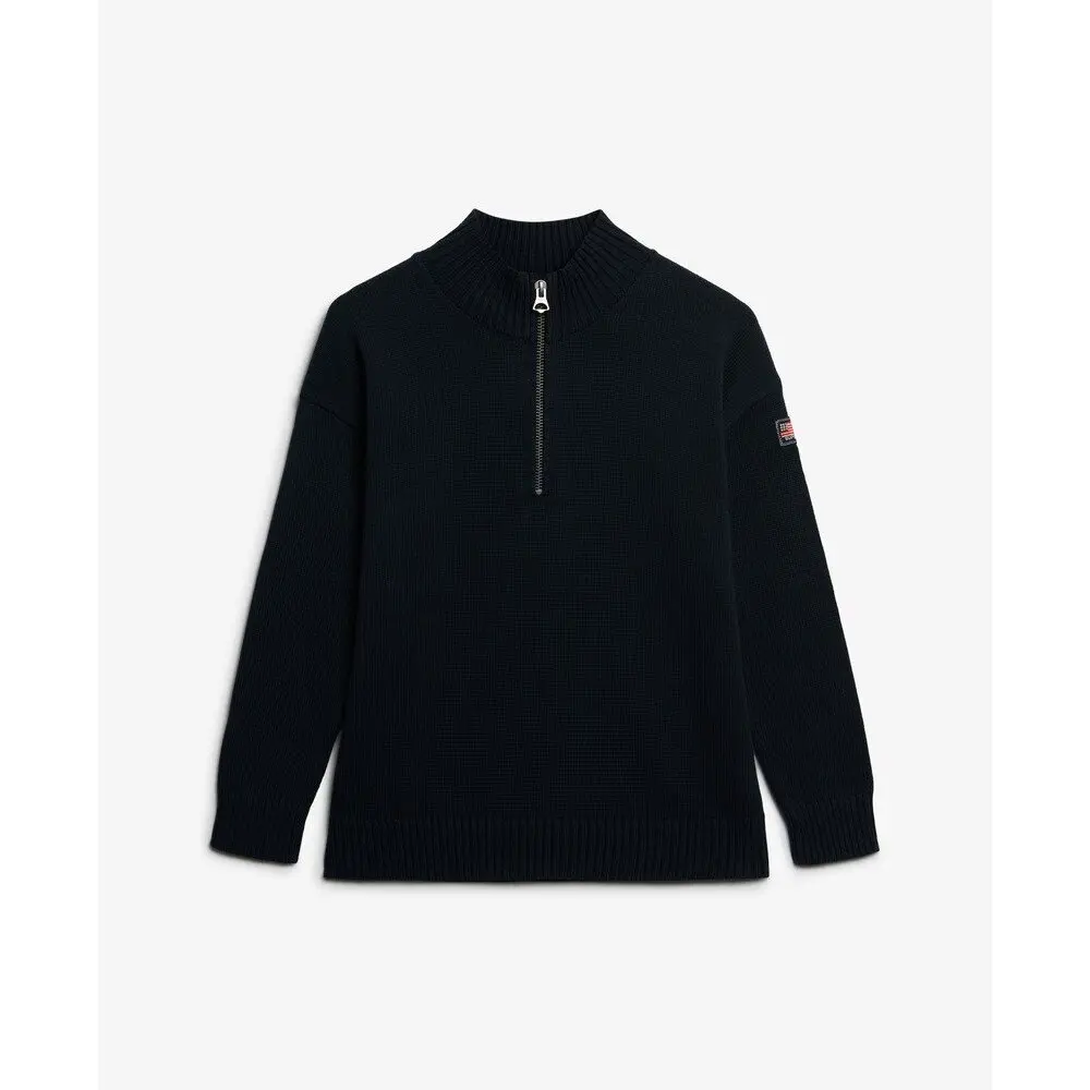Pull half zip ample en maille à col camionneur femme Superdry