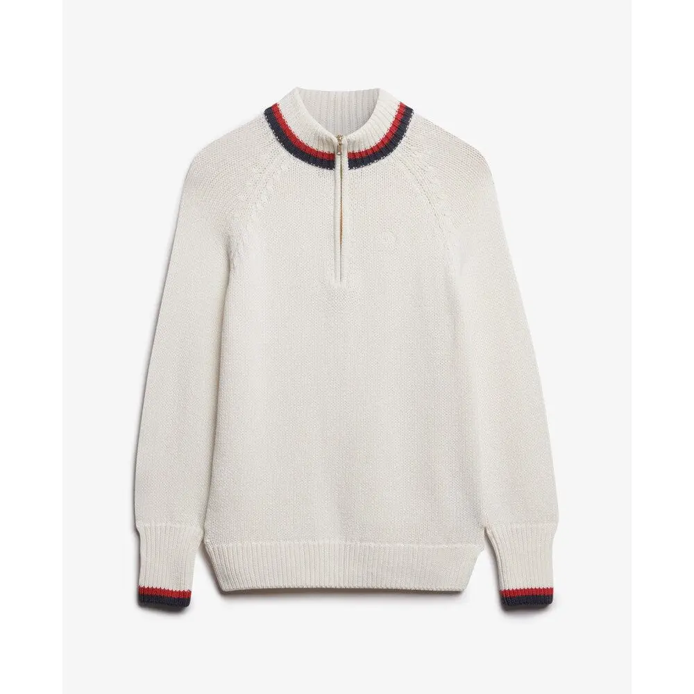Pull col zippé et liseré femme Superdry