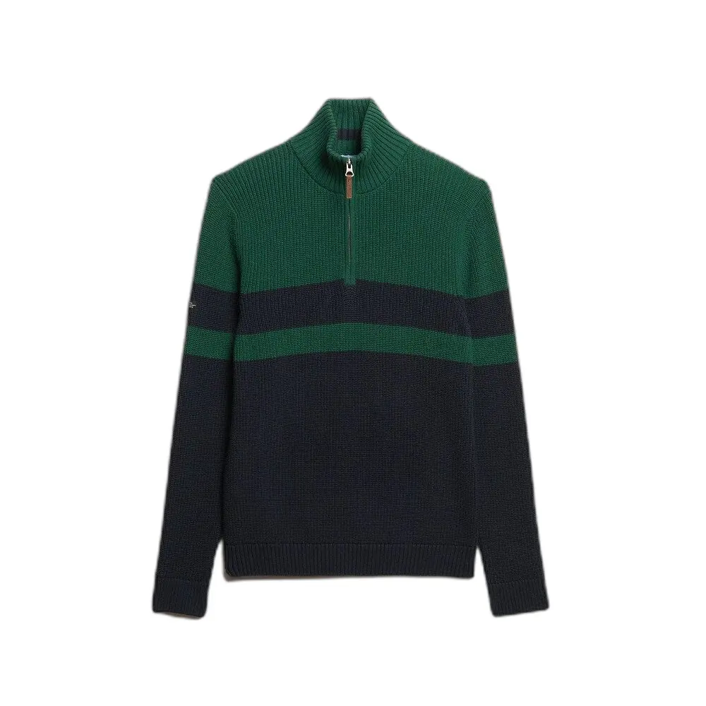 Pull oversize rayé en coton à col zippé femme Superdry Classic