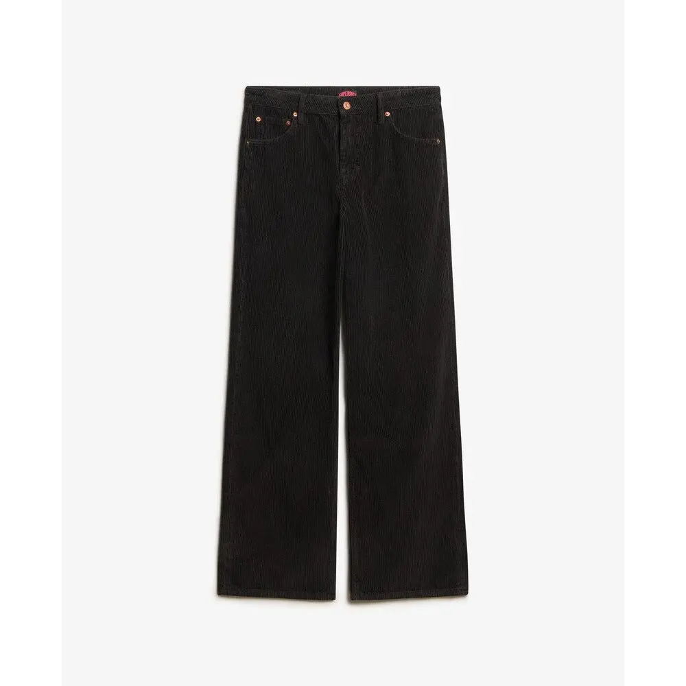 Pantalon large taille mi haute en velours côtelé femme Superdry