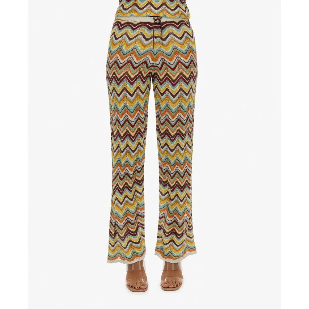 Dames brede gebreide broek Superdry Zigzag