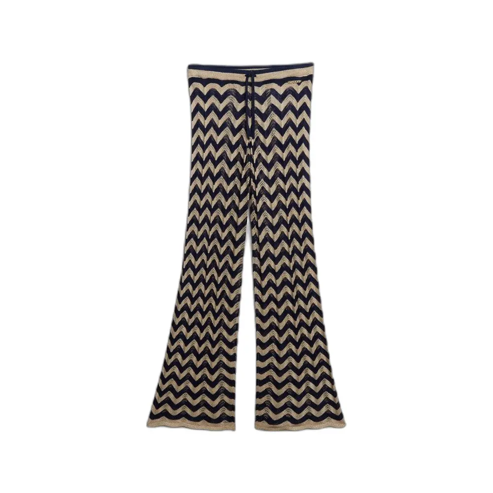 Dames brede gebreide broek Superdry Zigzag