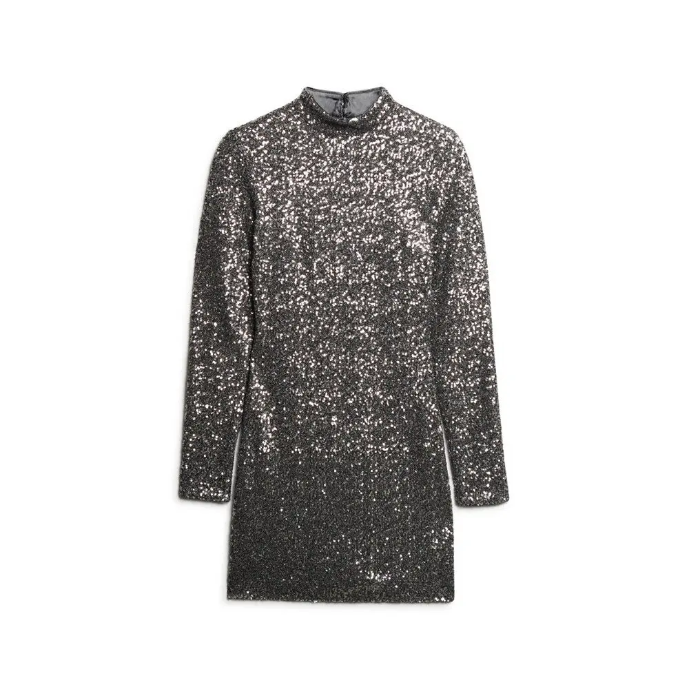 Robe courte col montant et à sequins femme Superdry