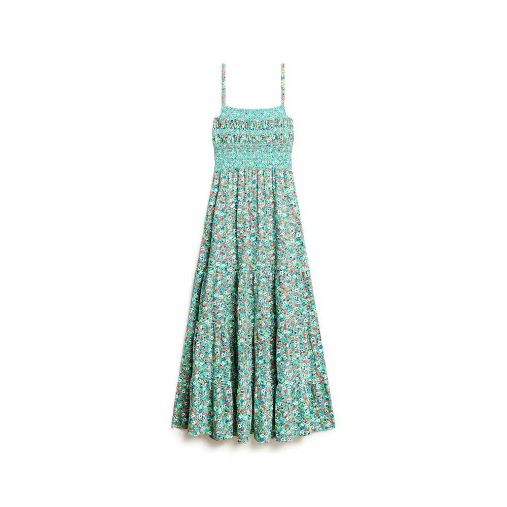 Robe caraco longue smockée femme Superdry